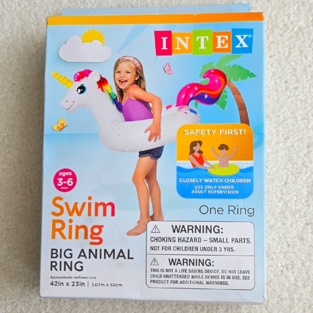 NEW Intex Unicorn Swim Pool Ring / Inner tube 42x23 in.